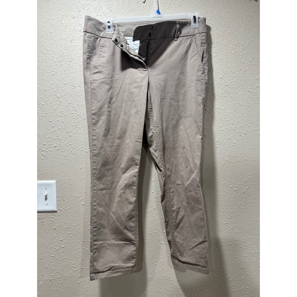 Ann Taylor LOFT Chino Crop Pants Womens Tan Khaki Mid Rise Stretch Trousers
